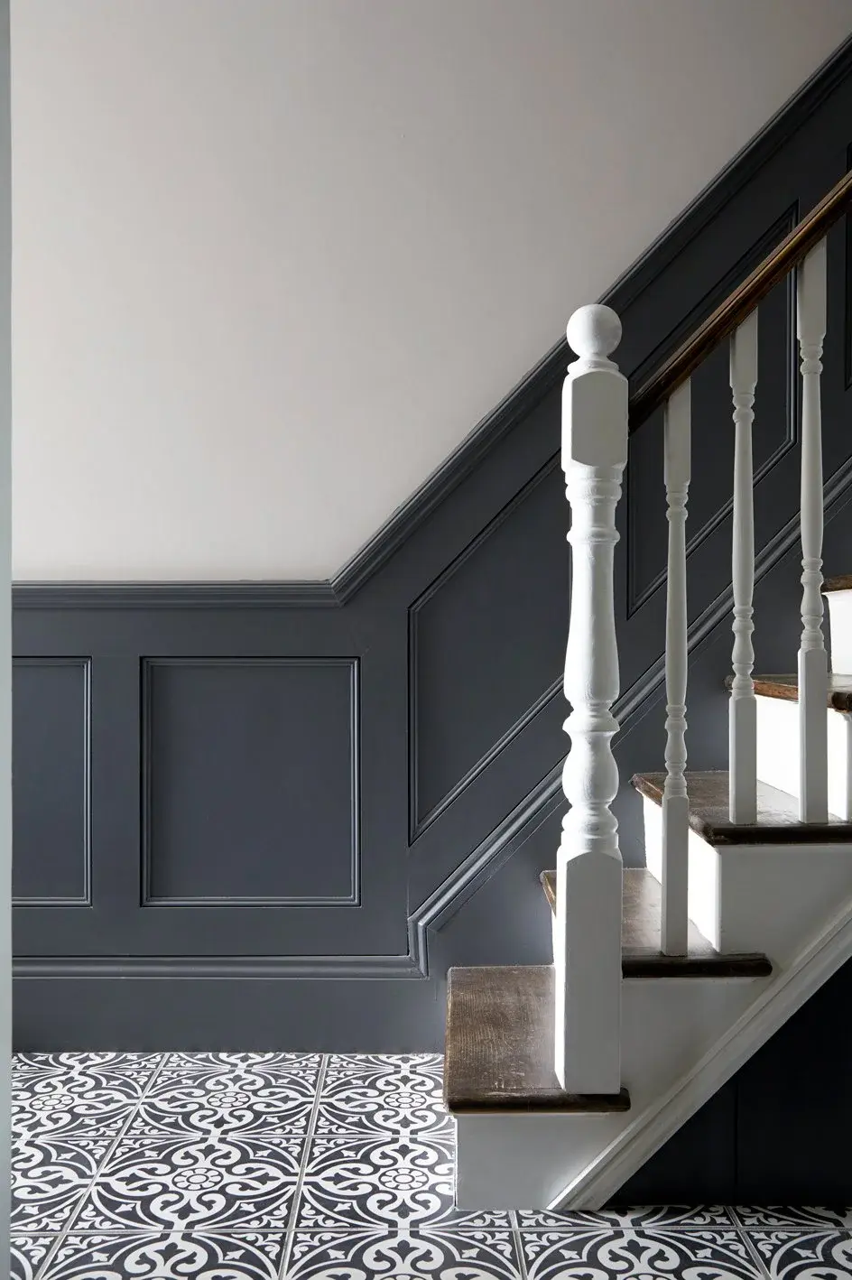 Hallway and staircase in the Brixton Townhouse, Brixton, London SW9 — interior design by Born & Bred Studio
