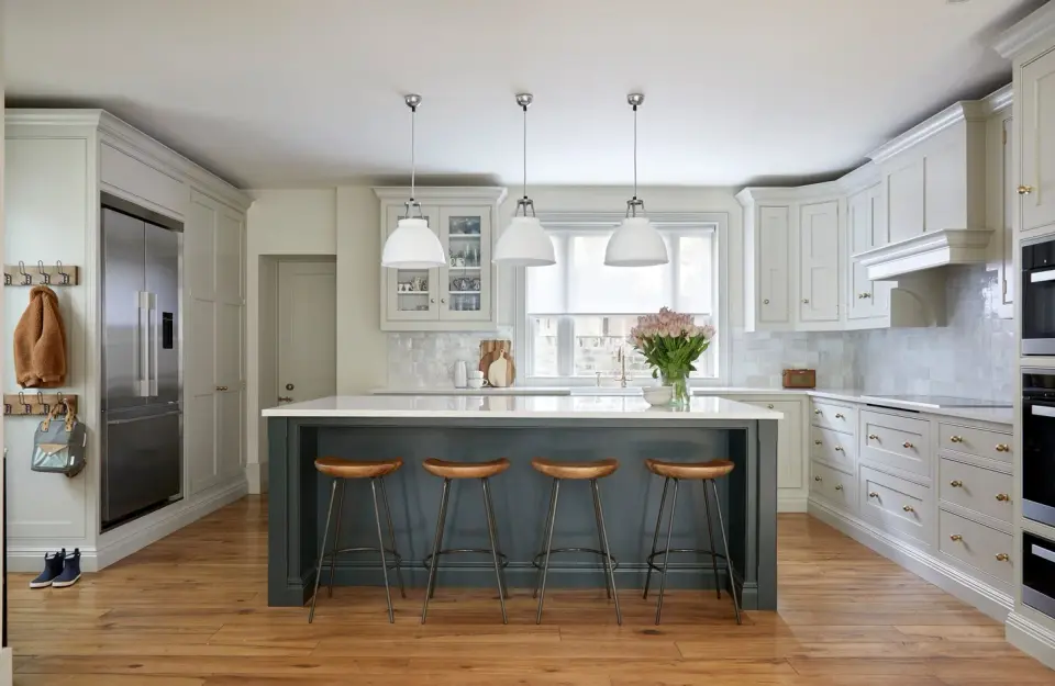 Dining area in the Dartmouth Park Townhouse, Dartmouth Park, London NW5 — interior design by Born & Bred Studio