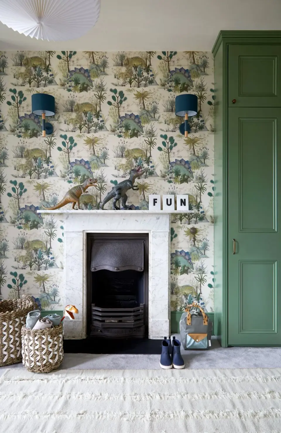 Period fireplace in the Dartmouth Park Townhouse, Dartmouth Park, London NW5 — interior design by Born & Bred Studio