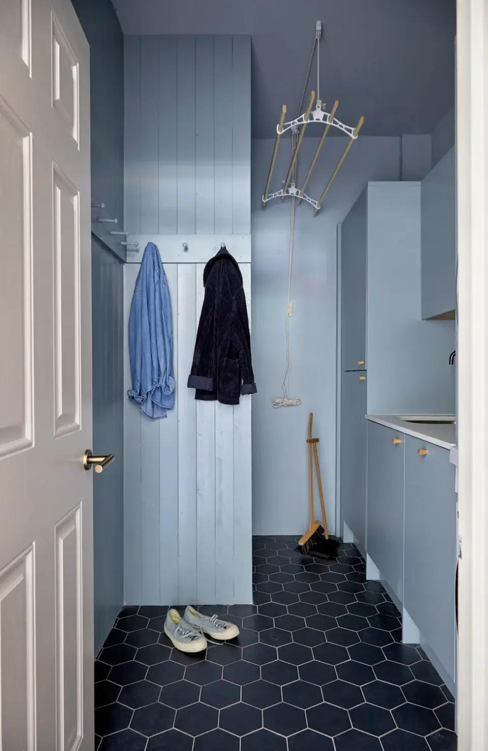 Utility room in the Dollis Hill Edwardian Terrace — “The Berry Project”, Dollis Hill, London NW10 — interior design by Born & Bred Studio