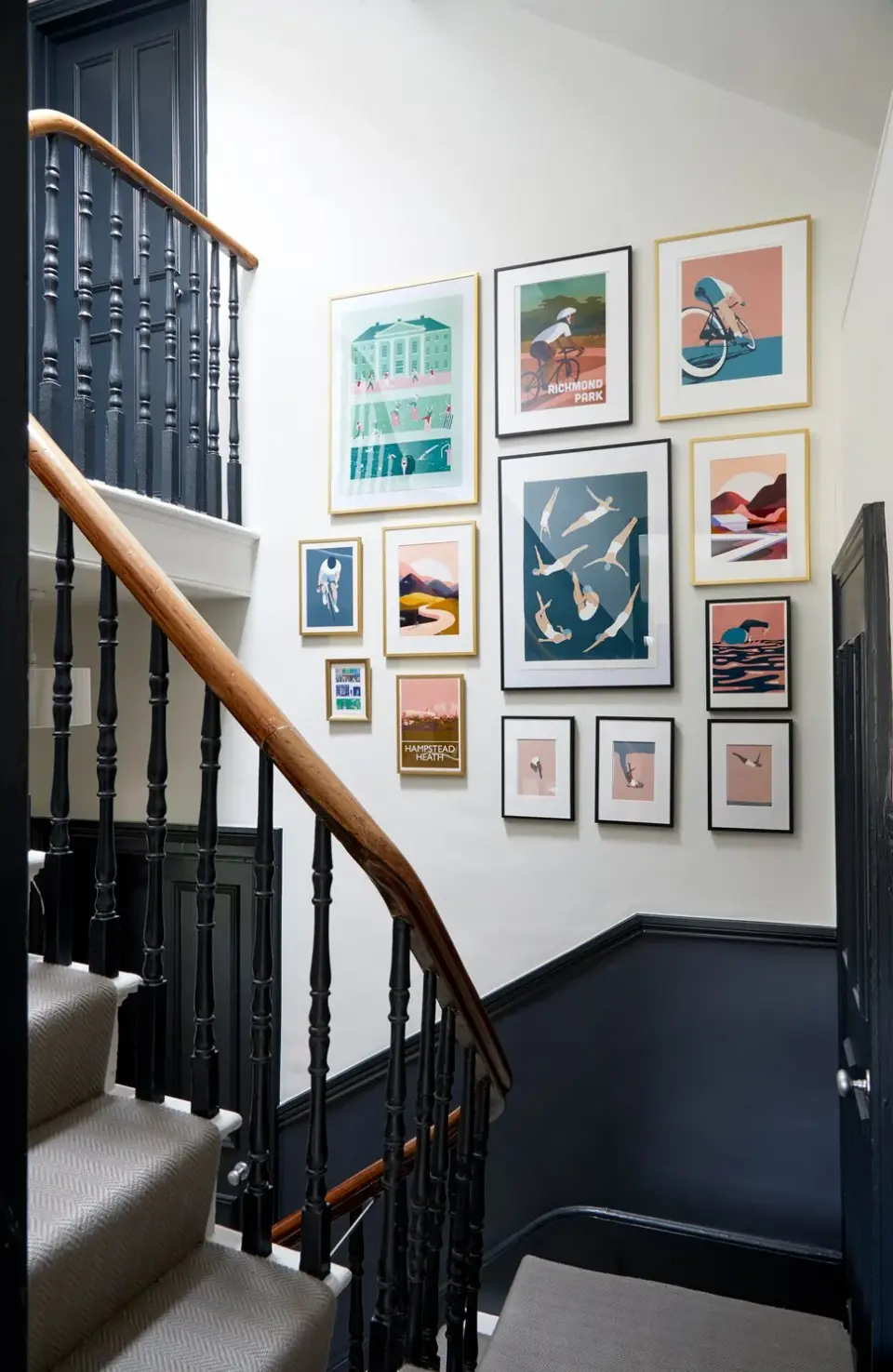 Hallway and staircase in the Finsbury Park Townhouse, Finsbury Park, London N4 — interior design by Born & Bred Studio