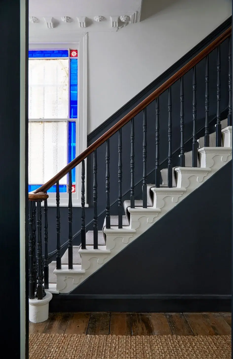 Hallway and staircase in the Finsbury Park Townhouse, Finsbury Park, London N4 — interior design by Born & Bred Studio