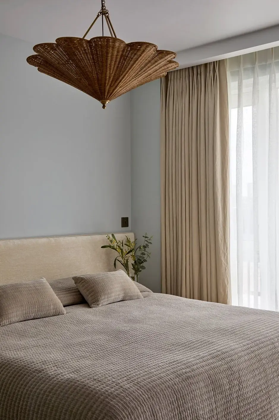 Bedroom in the Fulham Reach Duplex Penthouse, Fulham Reach, London W6 — interior design by Born & Bred Studio