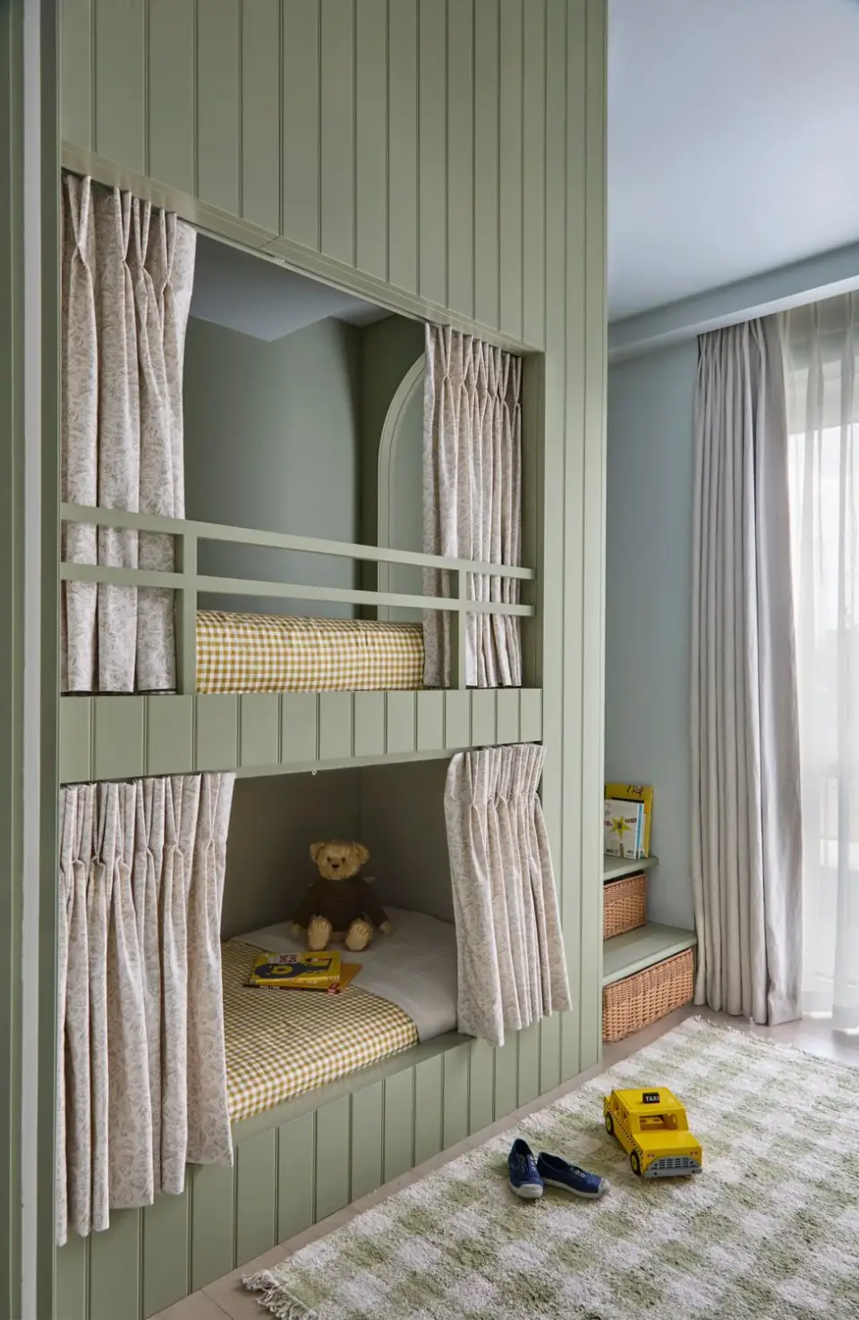 Child’s bedroom in the Fulham Reach Duplex Penthouse, Fulham Reach, London W6 — interior design by Born & Bred Studio