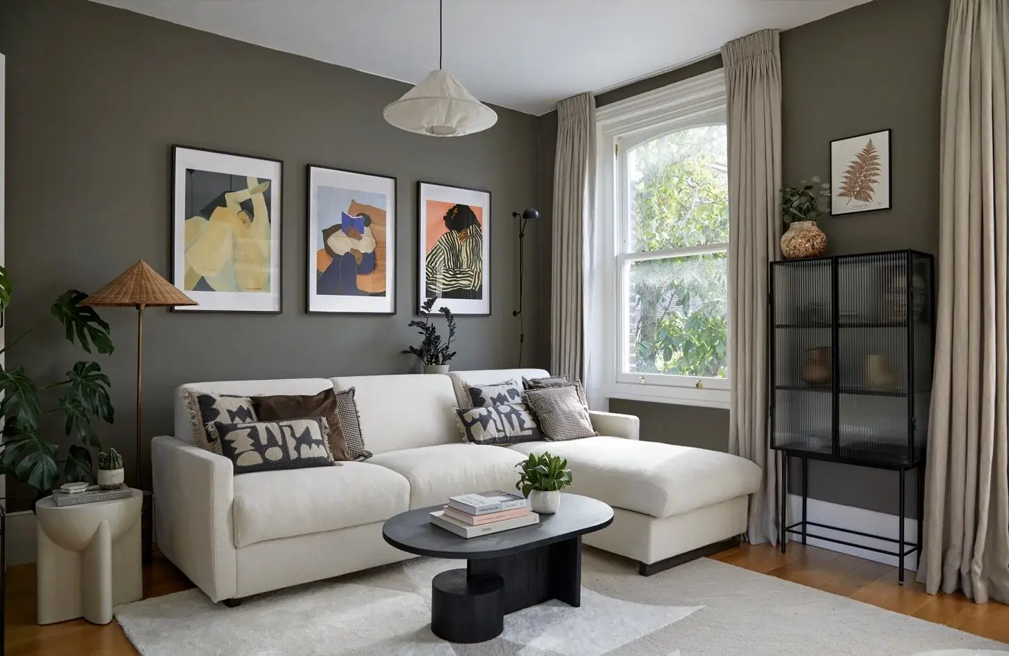 Living room in the Kentish Town Victorian Flat, Kentish Town, London NW5 — interior design by Born & Bred Studio