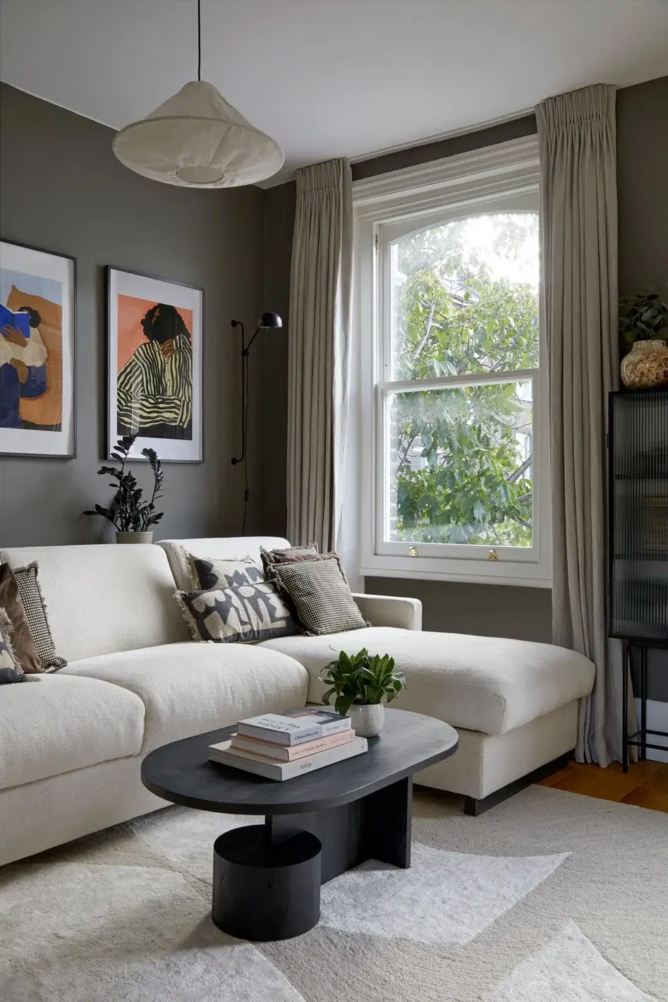 Living room in the Kentish Town Victorian Flat, Kentish Town, London NW5 — interior design by Born & Bred Studio