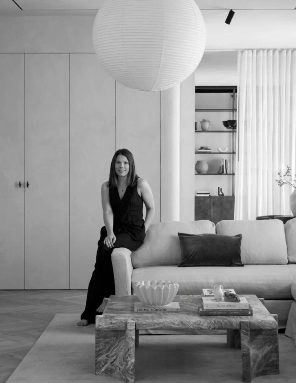 Lisa Mettis, founder of Born & Bred Studio, in a finished living room
