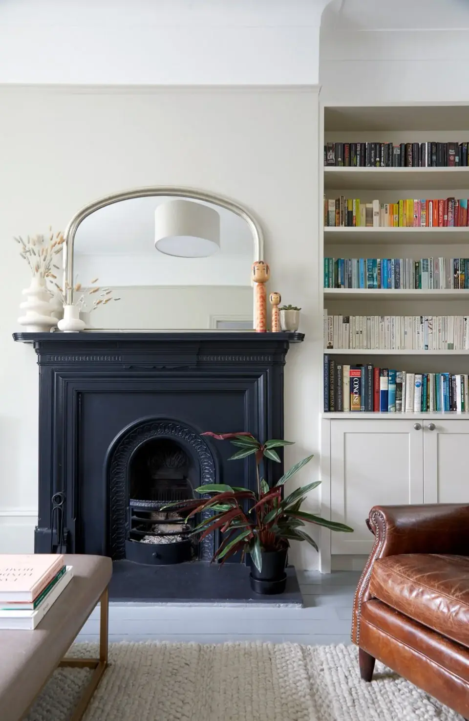 Period fireplace in the Muswell Hill Edwardian House, Muswell Hill, London N10 — interior design by Born & Bred Studio