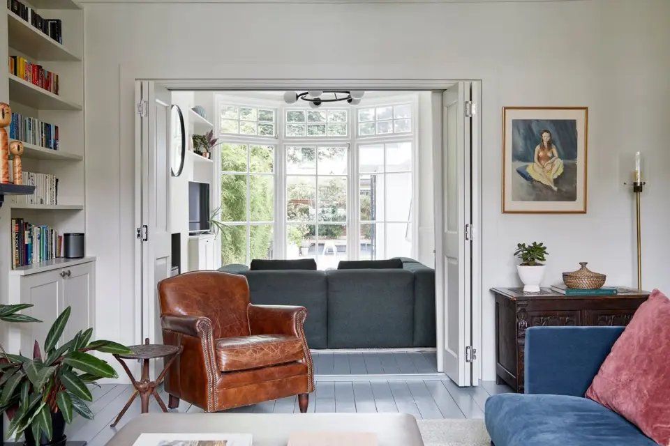 Living room in the Muswell Hill Edwardian House, Muswell Hill, London N10 — interior design by Born & Bred Studio