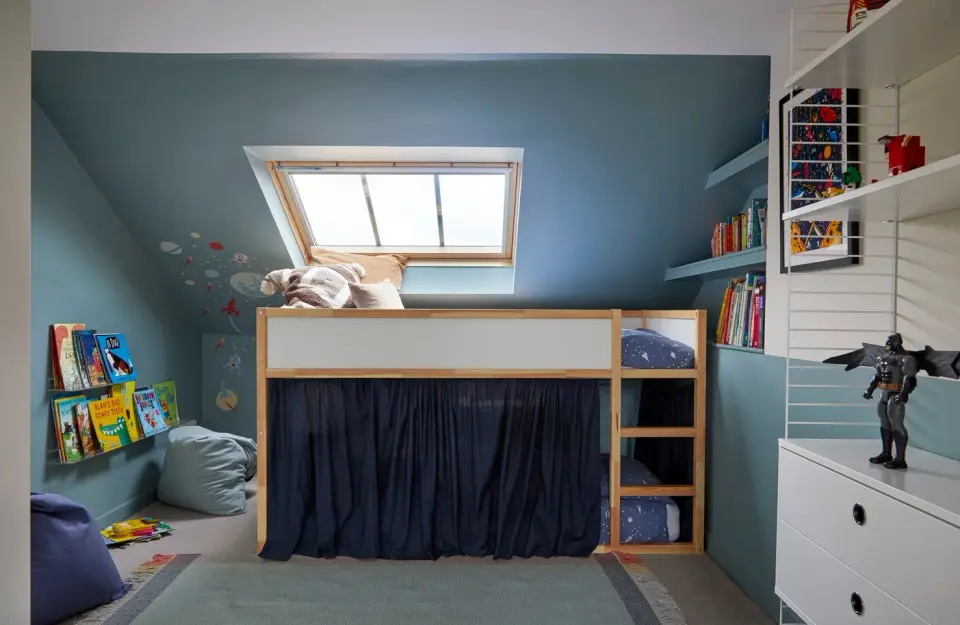 Child’s bedroom in the Muswell Hill Edwardian House, Muswell Hill, London N10 — interior design by Born & Bred Studio