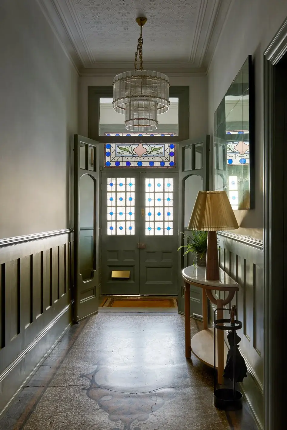 Hallway and staircase in the Muswell Hill Victorian Villa, Muswell Hill, London N10 — interior design by Born & Bred Studio