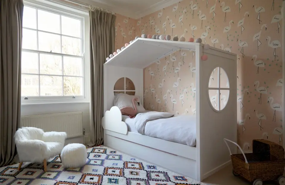 Child’s bedroom in the Notting Hill Townhouse, Notting Hill, London W11 — interior design by Born & Bred Studio