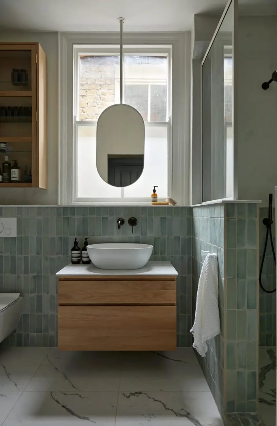 Bathroom in the Palmers Green Edwardian Semi, Palmers Green, London N13 — interior design by Born & Bred Studio