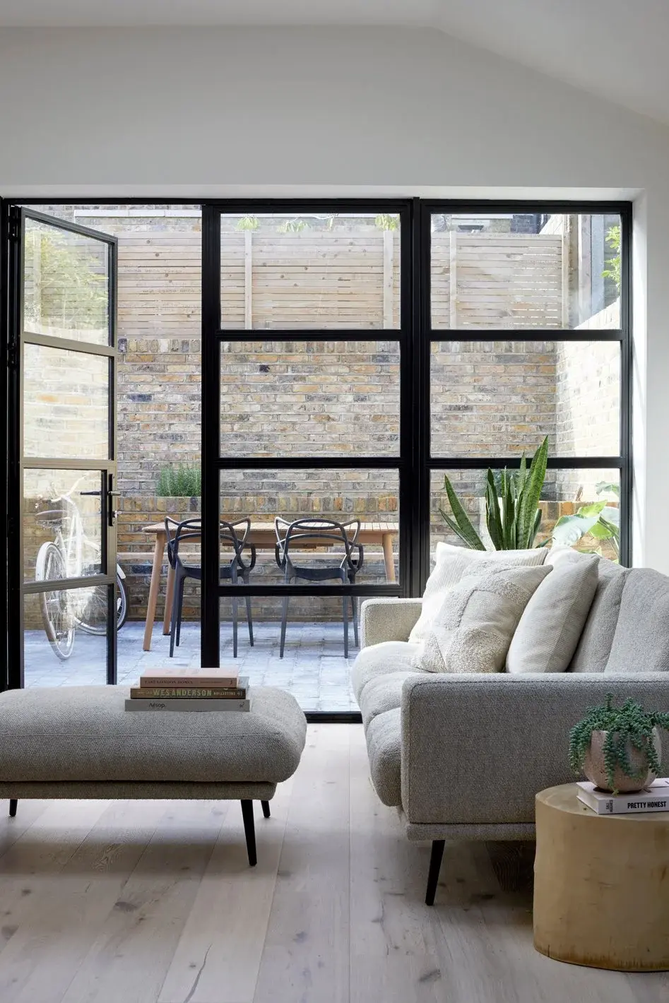 Living room in the Queen’s Park Side Return Extension, Queen’s Park, London NW6 — interior design by Born & Bred Studio