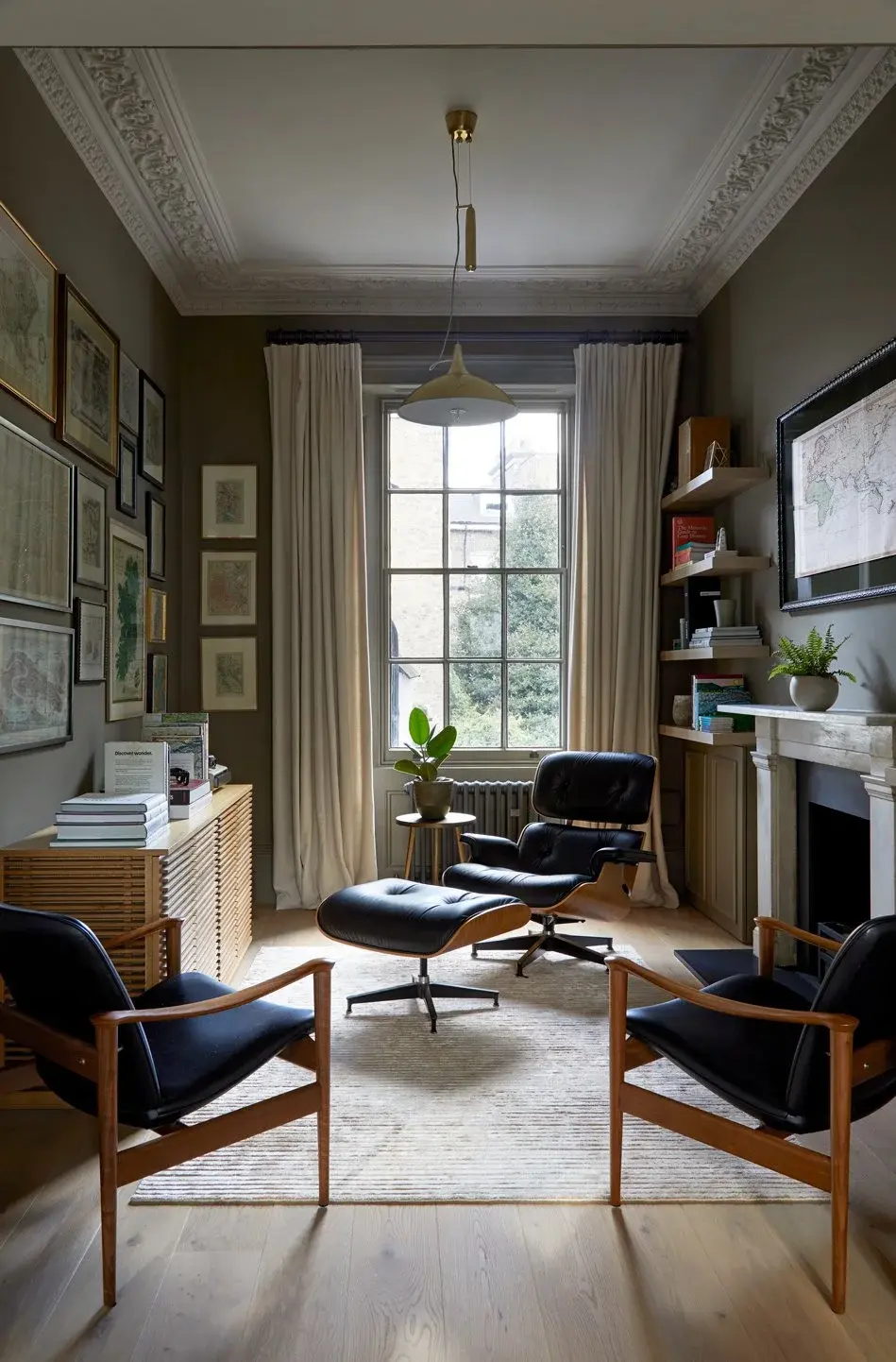 Home office in the South Kensington Townhouse, South Kensington, London SW7 — interior design by Born & Bred Studio