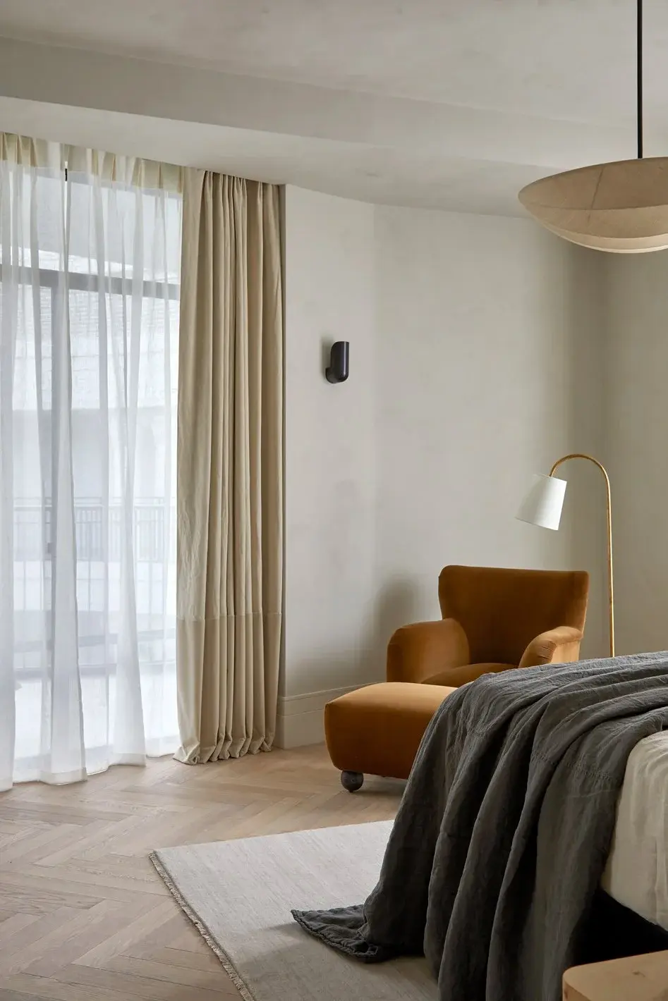 Bedroom in the The Whiteley, Bayswater, Bayswater, London W2 — interior design by Born & Bred Studio