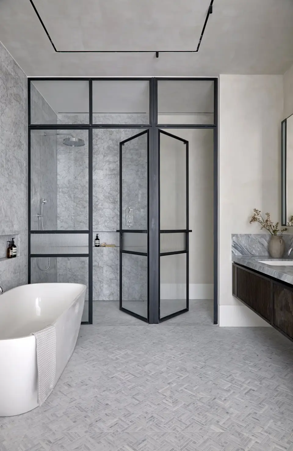 Bathroom in the The Whiteley, Bayswater, Bayswater, London W2 — interior design by Born & Bred Studio